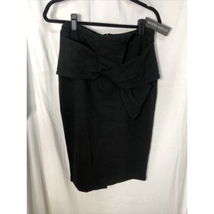 NWT Brooke Shields‎ Timeless Black Pull-On Zipper Skirt with Bow Detail - Size M